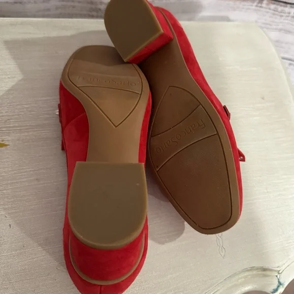 Franco Sarto Red Suede Women's Heeled Loafers - Picture 8 of 8